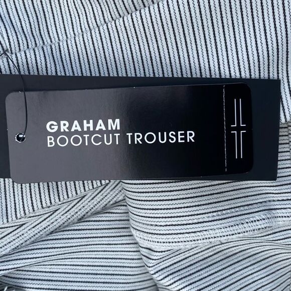 NWT New Liverpool Graham Bootcut Trouser Ministripe White w/Black Stripe Sz 10 - Picture 3 of 8